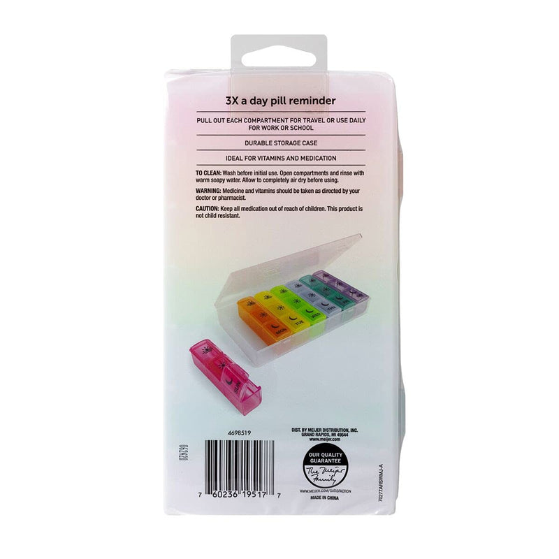 [Australia] - EZY DOSE Travel Weekly (7-Day) Pill Box, Vitamin and Medicine Organiser, Large Compartments, 3 Times a Day, Rainbow Lids Pill Organizer Single 