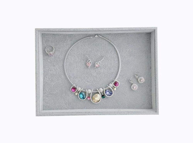 [Australia] - Svea Display Premium Quality Gray Plus Velvet Extra Soft Jewelry Art Collection Tray Organizer Stackable Storage Multifunction Draw Divider (Flat Tray) Flat Tray 