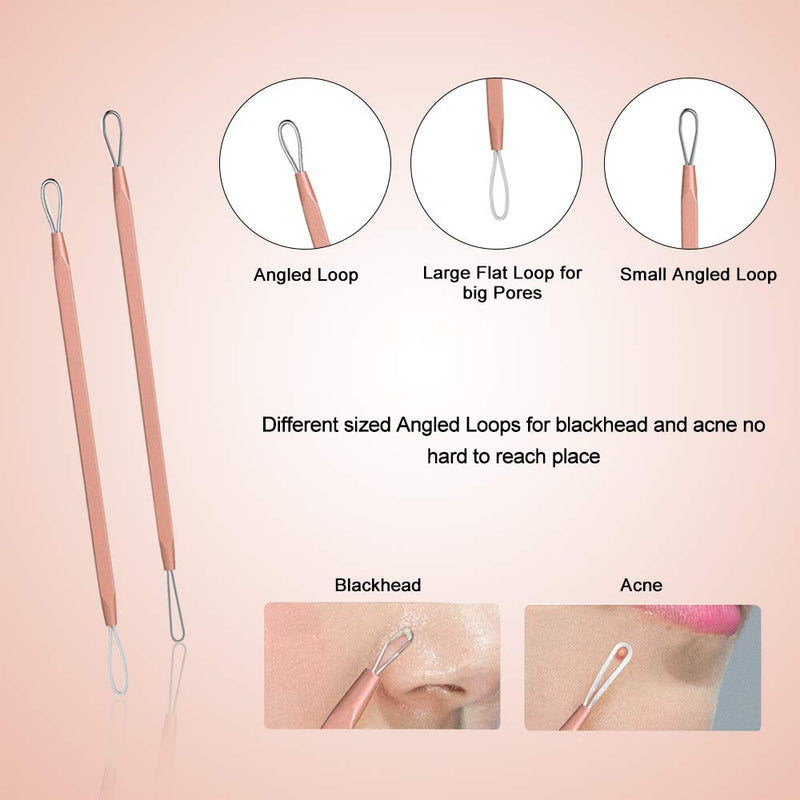 [Australia] - 10 PCS Blackhead Remover Tool Kit, Aooeou Professional Stainless Steel Pimple Popper Tool Treatment for Blemish, Whitehead Popping, Zit Removing for Nose Face Rose gold 