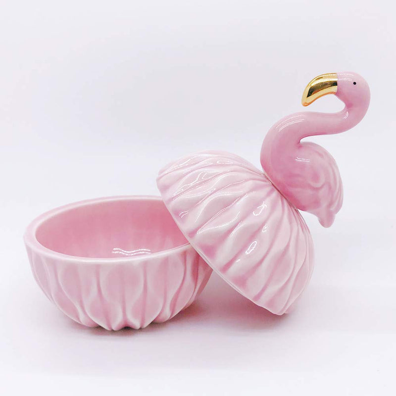 [Australia] - Gishima Ceramic Flamingo Figurine Trinket Box for Jewelry Storage,Jewelry Box,Trinkets Tower,Wedding Candy 