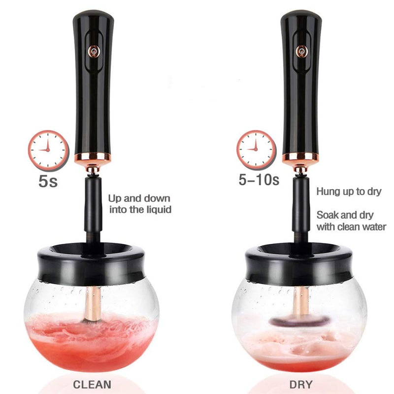 [Australia] - Premium Makeup Brush Cleaner Dryer Super-Fast Electric Brush Cleaner Machine Automatic Brush Cleaner Spinner Makeup Brush Tools (Black) 