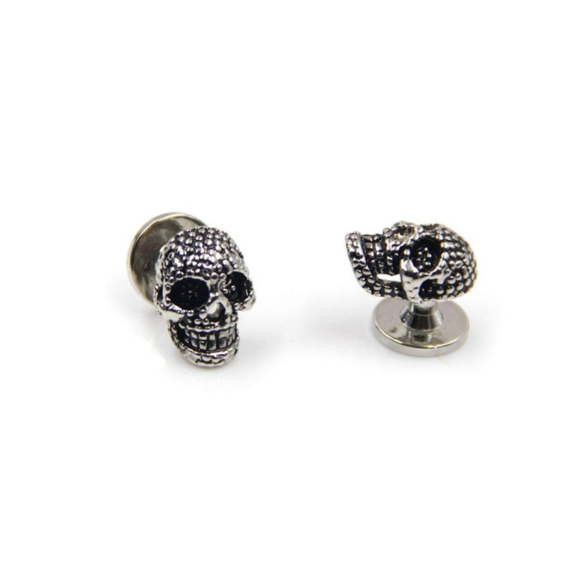 [Australia] - Black Skull Cufflinks and Dress Shirt Studs Set for Tuxedo Party Gift Accessories 