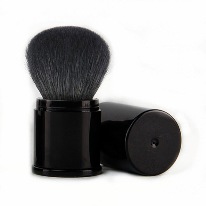 [Australia] - Retractable Kabuki Makeup Brush - Premium Goat Hairs Blush Brushes Great for Blending Liquid, Cream, Mineral Cosmetics or Translucent Powder (Black - Goat Hairs) Black - Goat Hairs 