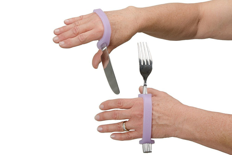 [Australia] - EazyHold Silicone Universal Cuff Aid for Limited Hand Grip, Cerebral Palsy, Therapy, Adaptive Eating Tableware Spoon Fork Holder, Disabled Assistive Equipment (Youth to Adult-5 Pack) Youth to Adult 5 Count (Pack of 1) 