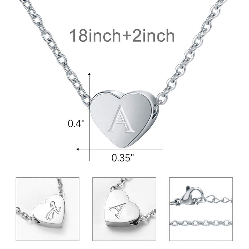 [Australia] - Lanqueen Silver Initial Heart Necklace Dainty Heart Pendant Necklaces Tiny Letters Charm Jewelry for Women Girls Adjustable Chain 18"+2" Silver-M-Make a difference in your life 