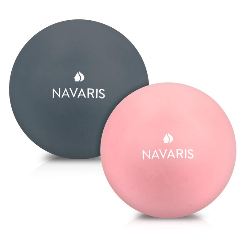 [Australia] - Navaris Lacrosse Massage Balls Set - Myofascial Deep Tissue Muscle Therapy for Back Legs Neck - Foot Roller Trigger Points Firm Spheres - Pack of 2 Dark Blue / Pink 
