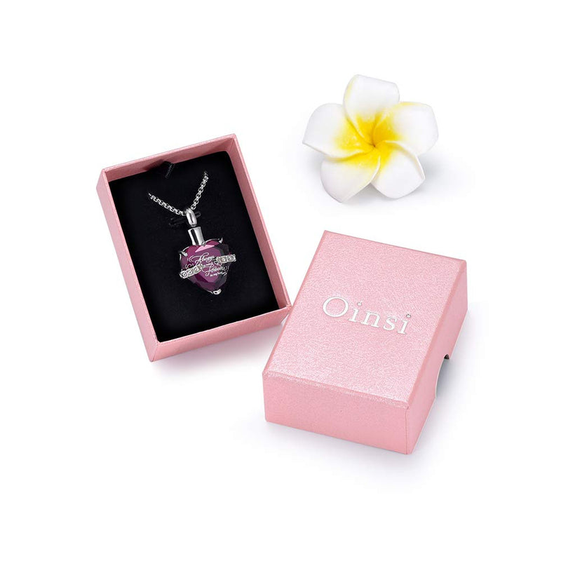 [Australia] - EternityMemory Memorial Jewelry Ashes Keepsake Pendant for Human Ash Holder Stainless Steel Cremation Urn Necklace Always on my mind (purple stone) 