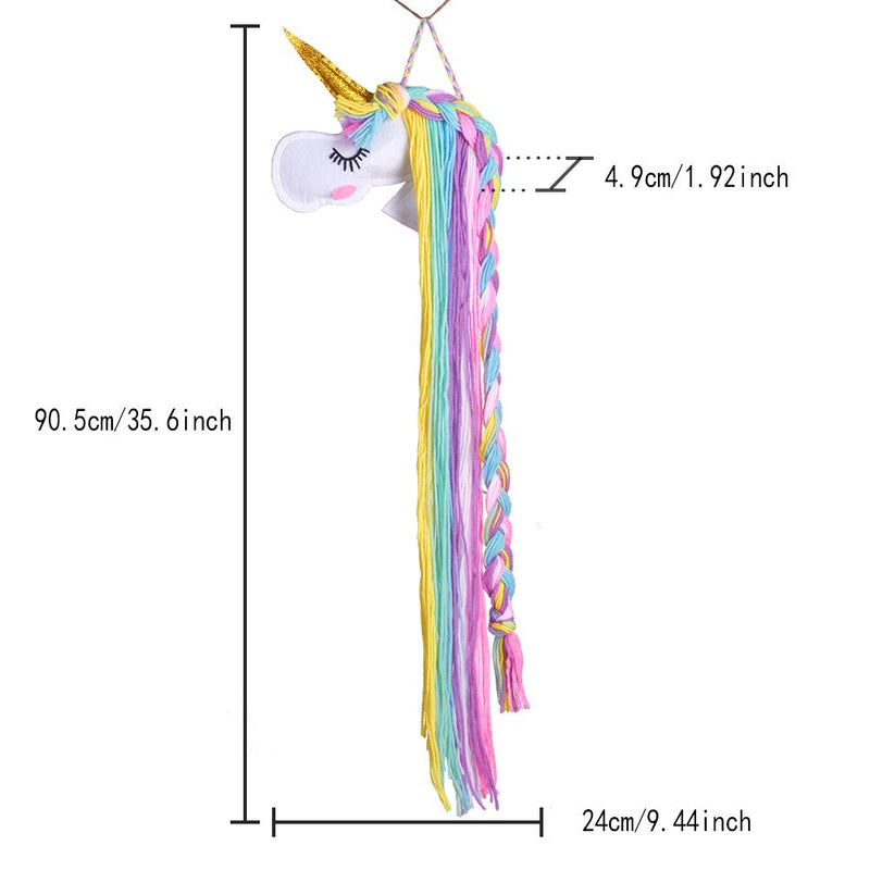 [Australia] - GORGECRAFT 1pc Unicorn Hair Bow Holder Colorful 35inch Long for Girls Wall Hanging Decor Baby Hair Clip Hanger Organizer 