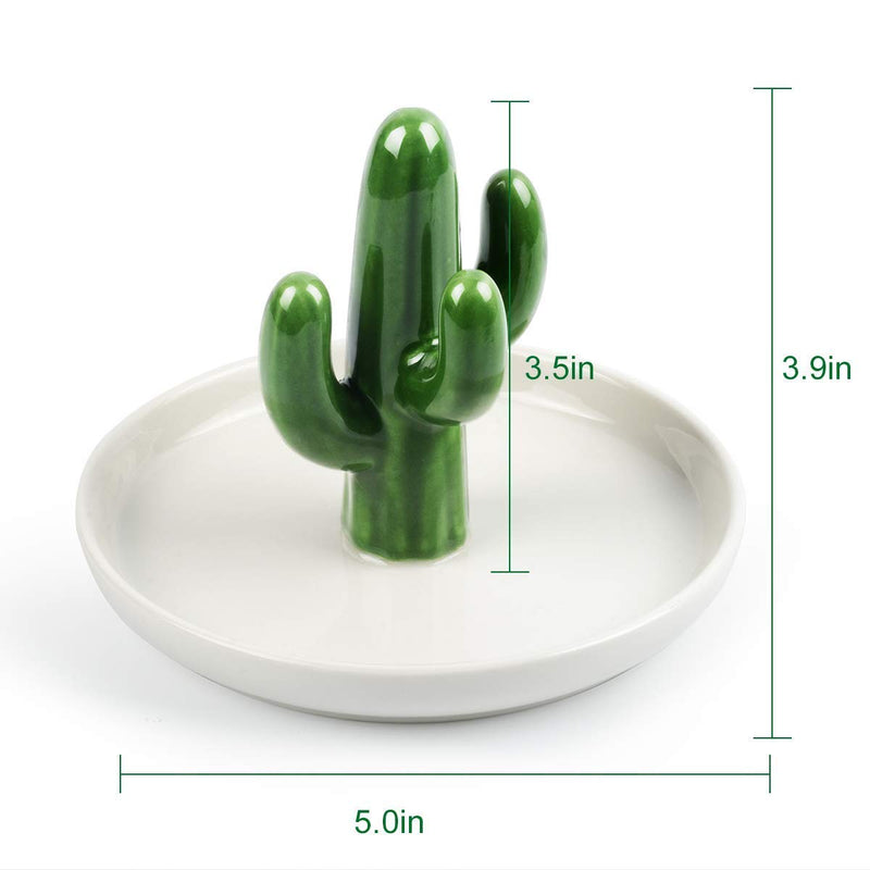 [Australia] - Cactus Ring Holder, Ceramic Dish for Jewelry, Earring Trinket Tray, Succulent Bracelet Storage, Necklace Organizer Display - Green Cactus 