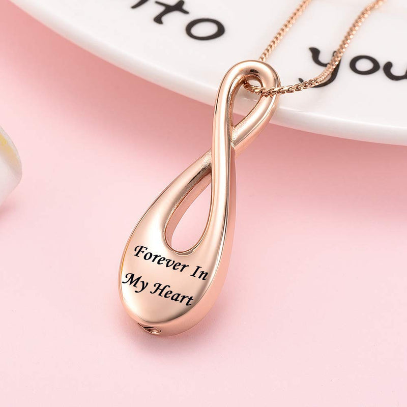 [Australia] - 8 shape Memorial Keepsake Ashes Urn Pendant Necklace,Forever In My Heart,Cremation Jewelry for Pet/Human Rose Gold(small) 