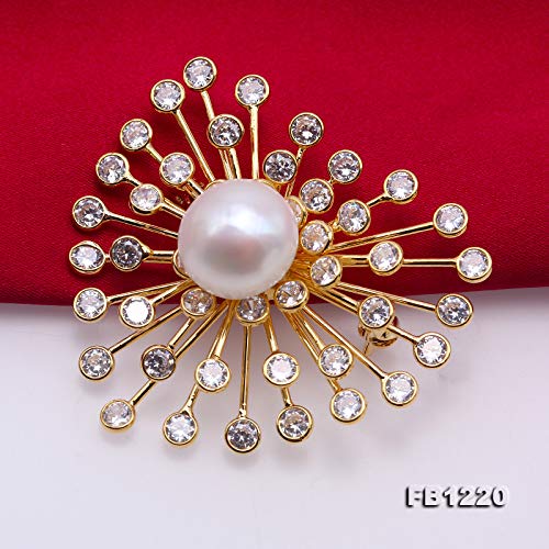 [Australia] - JYX Pearl Brooch 14.5mm White Freshwater Pearl Brooch Pin 