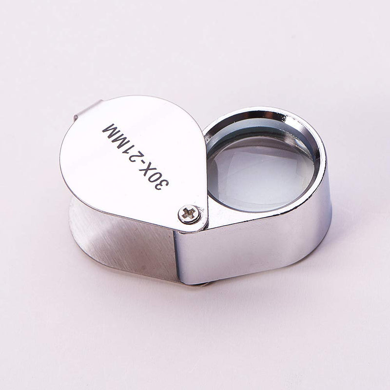 [Australia] - Othmro 1Pcs 30X Magnifying Glass, Diameter 0.83inch Mini Microscope Jewelry Eye Loupe Magnifier, Silver Magnifying Glass Powerful Doublet, Chrome Plated, Round Body Jewel Loupe for Stamps B 30x/21mm 