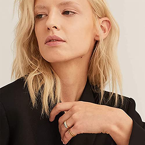 [Australia] - 3-9pcs Thick Dome Chunky Rings for Women Girls Adjustable Opening Twisted Signet Chunky Gold Stacking Rings Set Minimalist Croissant Statement Rings 3pcs-gold 