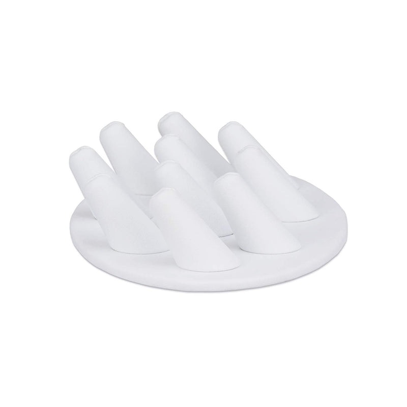 [Australia] - Mooca Premium Finger Shaped Ring Display for 10 Rings Suitable for Displaying and Gift Personal Jewelry and Business Products, 4 1/2" W x 7 1/2" D x 1 3/8" H, White Faux Leather 