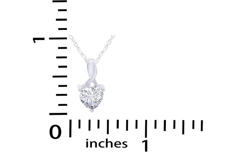 [Australia] - Heart-Shaped Simulated White Sapphire & Diamond Pendant Necklace & Earrings Set Sterling Silver white-gold-plated-silver 