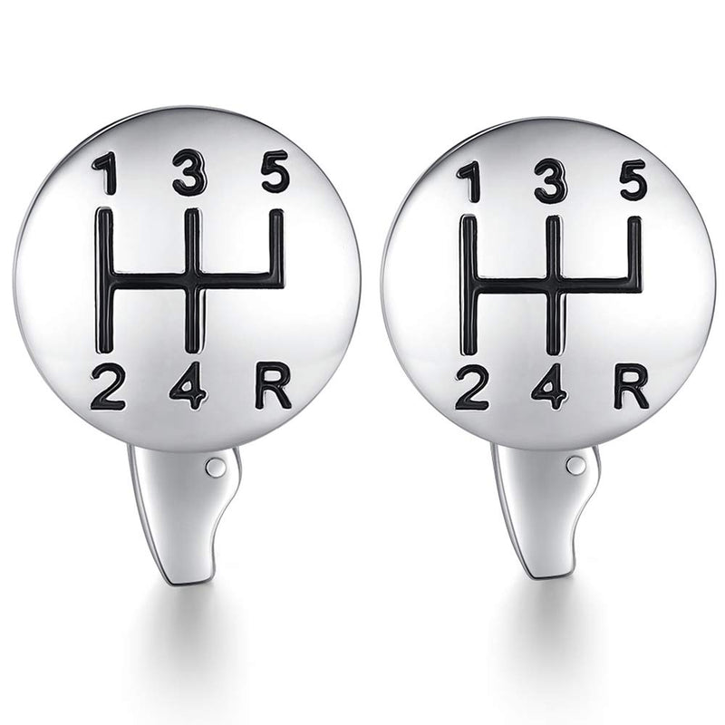 [Australia] - HONEY BEAR Car Gear Speed Stick Retro Cufflink for Men Shirt Wedding Gift Silver 