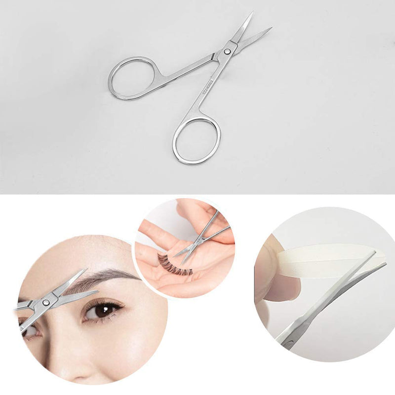 [Australia] - NEWEST Eyebrow Scissors and Three Eyebrow Brushs, beard and nose trimming scissors eyelash with curved craft stainless steel scissors 