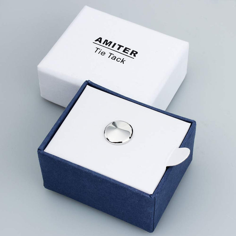 [Australia] - AMITER Shinny Tie Tack Clip for Men - Best Gifts for Wedding Business Formal Evebt SILVER TONE 