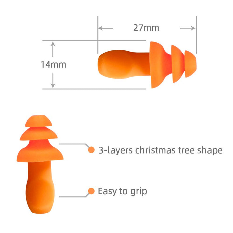 [Australia] - 50 Pair Individually Wrapped Non Toxic Soft Silicone Ear Plugs Corded Reusable Hearing Protection Rubber Earplugs for Sleeping, Music, Shooting, Construction Work, Sports 50 Pair (Pack of 1) 