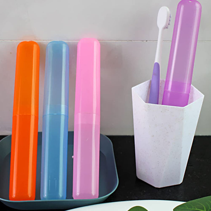[Australia] - Hahhhha 7pcs Travel Toothbrush Case & 5pcs Toothbrush Head Cover, Portable Toothbrush Cover Case Set Toothbrushes Holder for Travel Home Office Camping School(Colorful) Colorful 