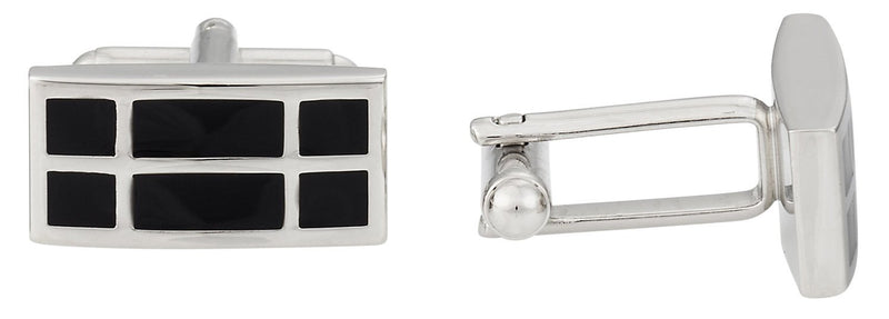 [Australia] - Cuff-Daddy Rectangular Black Enamel Cufflinks with Presentation Box 