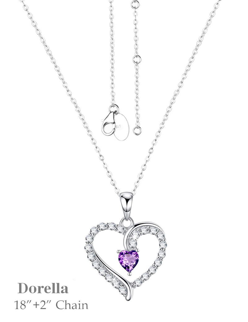 [Australia] - Amethyst Jewelry for Women Teen Girls Birthday Gifts Necklace for Wife Mom Sterling Silver Love Heart Jewelry Gifts for Her Anniversary Love Heart Purple Amethyst Necklace 
