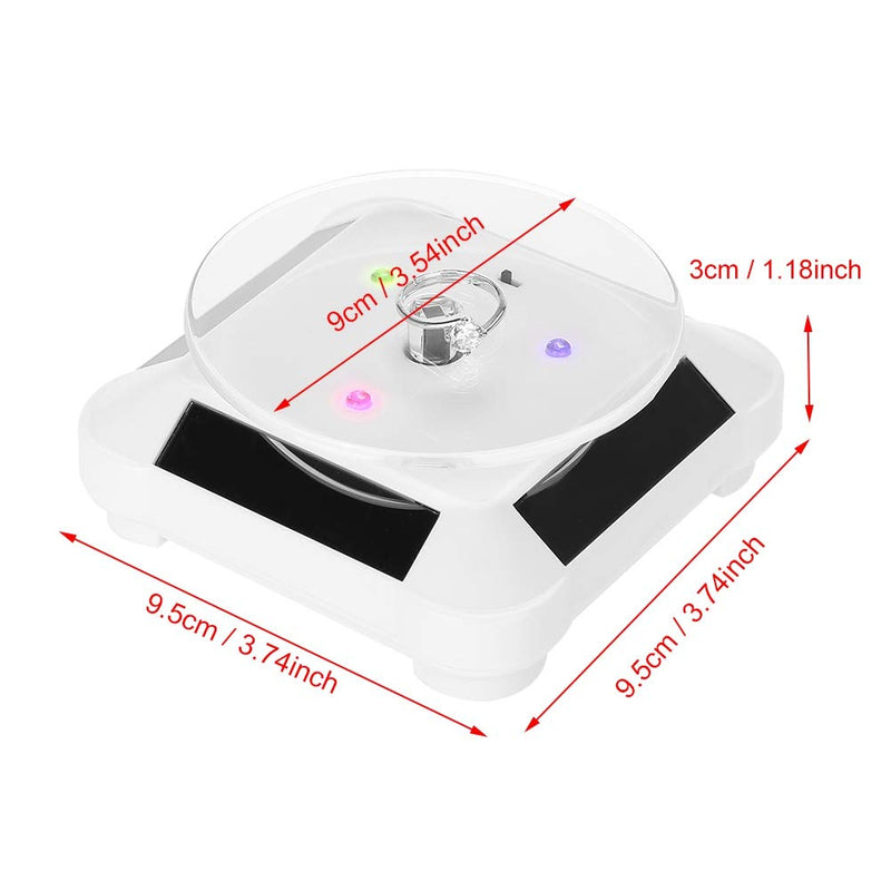 [Australia] - Solar Powered Rotating stand, Solar Showcase 360 Degrees Turntable Rotating Watch Phone Jewelry Organizer Display Stand Mount Holder (White) White 