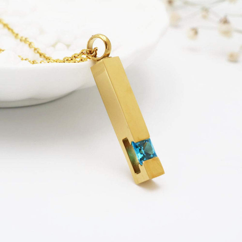 [Australia] - Inlay Multi-Colored Cubic Zircon Bar Keepsake Cremation Jewelry Stainless Steel Memorial Urn Pendant Necklace 