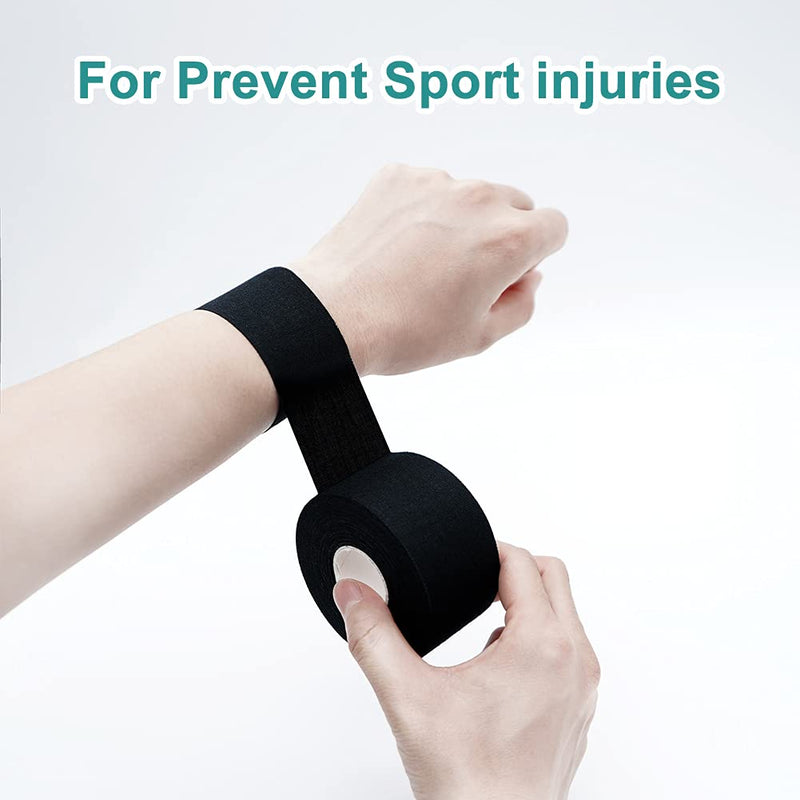 [Australia] - Dimora Black Athletic Sports Tape（4-Rolls) -Very Strong Tape for Athlete & Sport Trainers & First Aid Injury Wrap, Perfect for Fingers Ankles Wrist on Bat, Hockey Stick Black-4pcs Cotton Tapes 