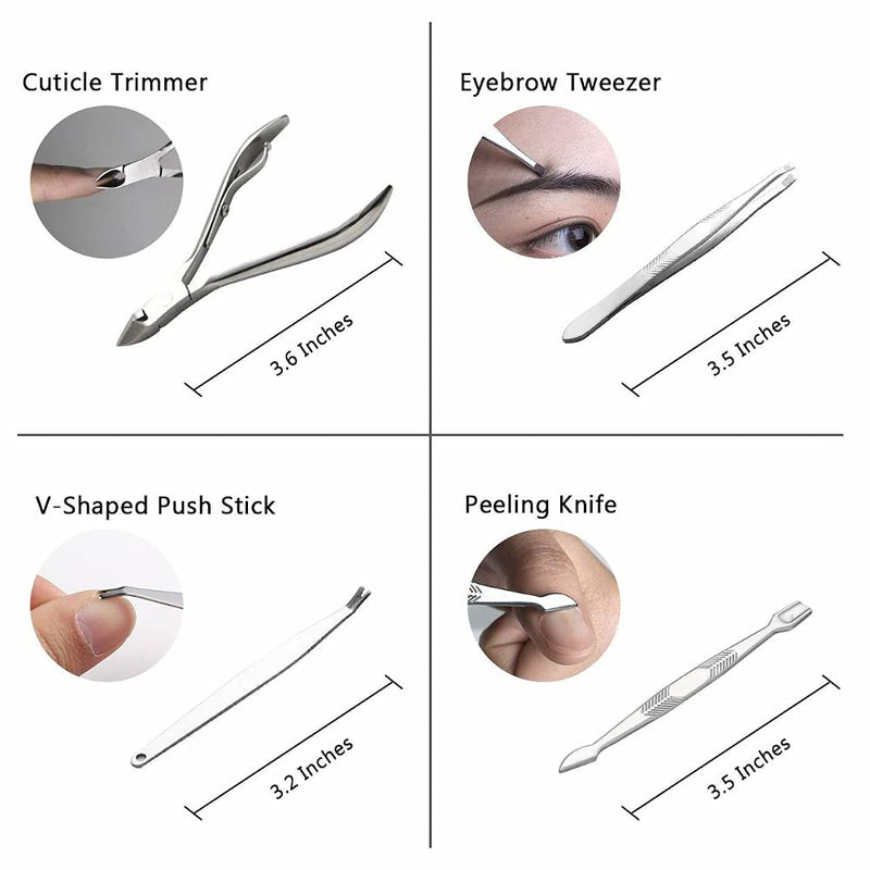 [Australia] - ROHANS 12 Pc Nail Clippers Manicure Set Grooming Kit for Thick Nails Cuticle Remover Toe Nail Toenail Care Cutter Pedicure Travel Tool Kit Set Men Women 