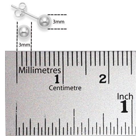 [Australia] - 3MM BALL/BEAD Sterling Silver Stud Earrings/Ear Studs - Plain & Discreet 