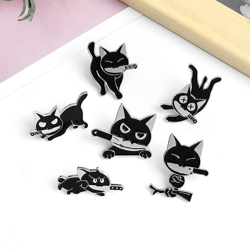 [Australia] - Enamel Brooch Pins Set Space Cat Various Animals Lapel Pins Accessory for Backpacks Badges Hats Bags for Women Girls Kids BlackCats 