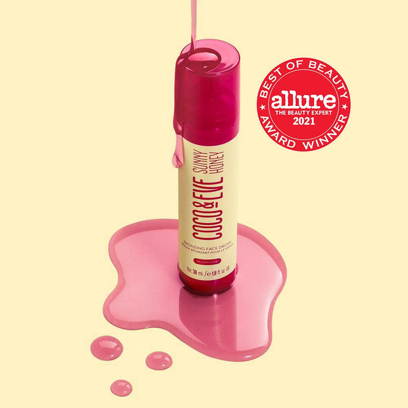 [Australia] - Coco & Eve Sunny Honey Bronzing Face Drops (Dark), Natural Self Tanning Face Drops. Hydrating Hyaluronic Acid. Indoor Sunless Moisturizing Self Tanner. (1 fl oz) Dark 