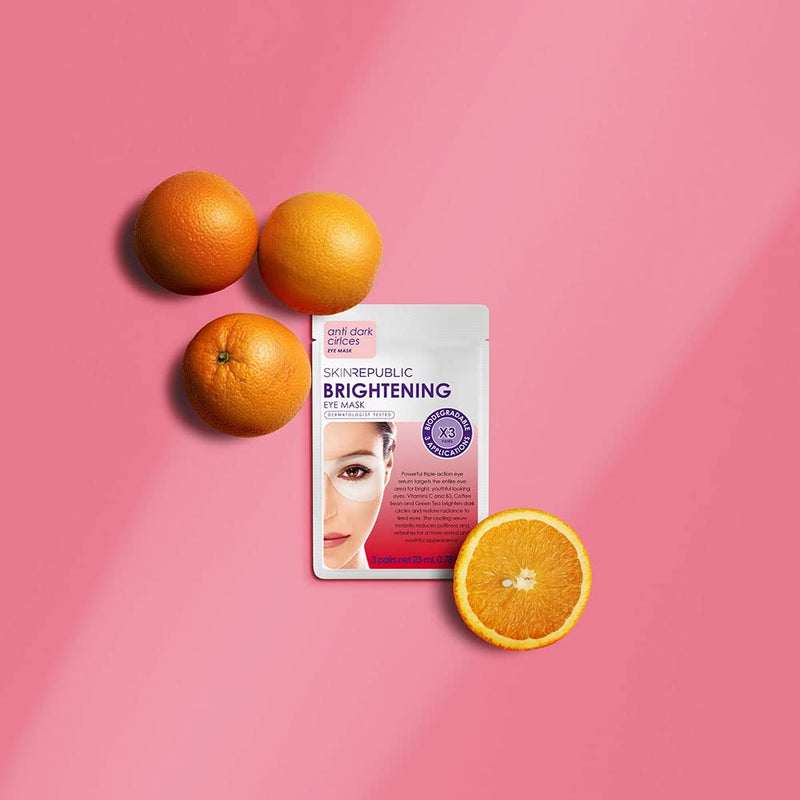 [Australia] - Skin Republic Brightening Eye Mask, For Bright Youthful Looking Eyes, Helps Dark Circles, With Vitamin C, Pack of 3 6 Count (Pack of 1) 