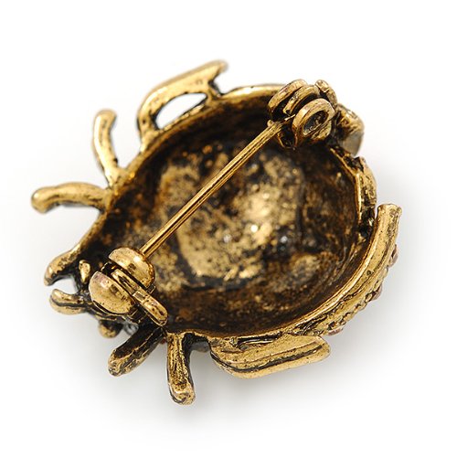 [Australia] - Avalaya Small Topaz, AB Crystal 'Ladybug' Brooch in Gun Metal - 24mm Length 