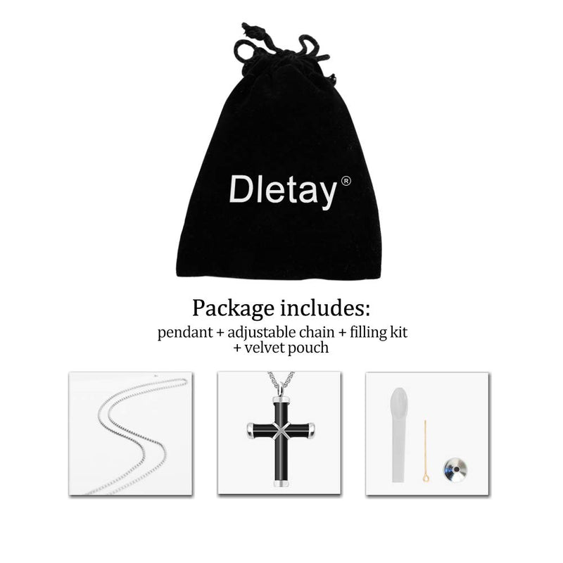 [Australia] - Dletay Cremation Jewelry for Ashes Urn Necklace Memorial Pendant Keepsake Jewelry Black 