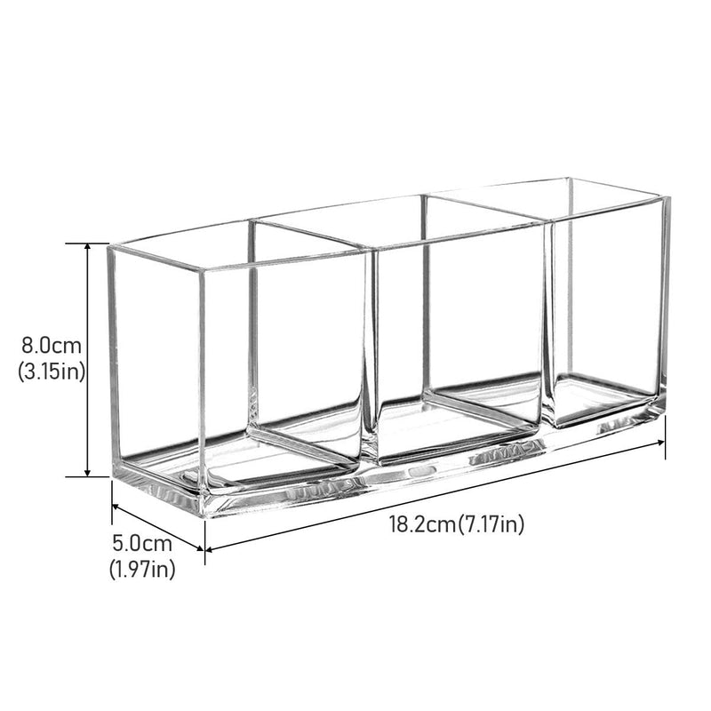 [Australia] - Makeup Brush Holder Organizer, 3 Slot Acrylic Makeup Brush Organiser, Eyeliners Display Holder for Comestic Organizing (2 Packs Clear) 2 Packs Clear 