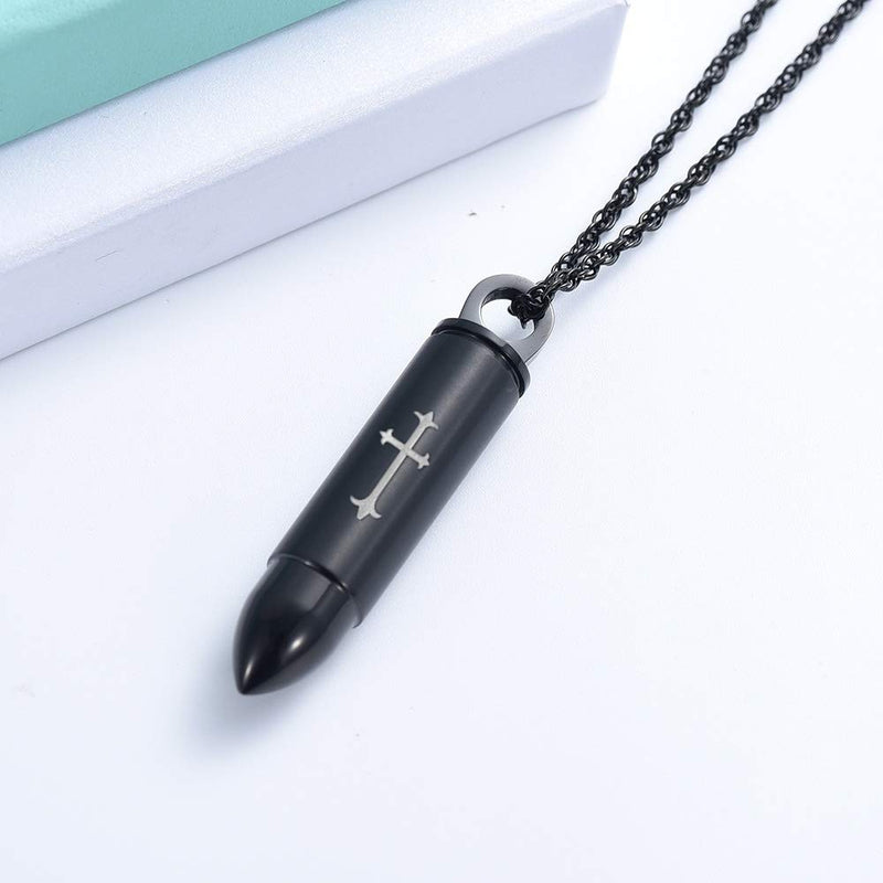 [Australia] - shajwo Cremation Jewelry Bullet Urn Ashes Necklace for Women Men Cylinder Keepsake Memorial Locket Pendant Ash Holder Dad 