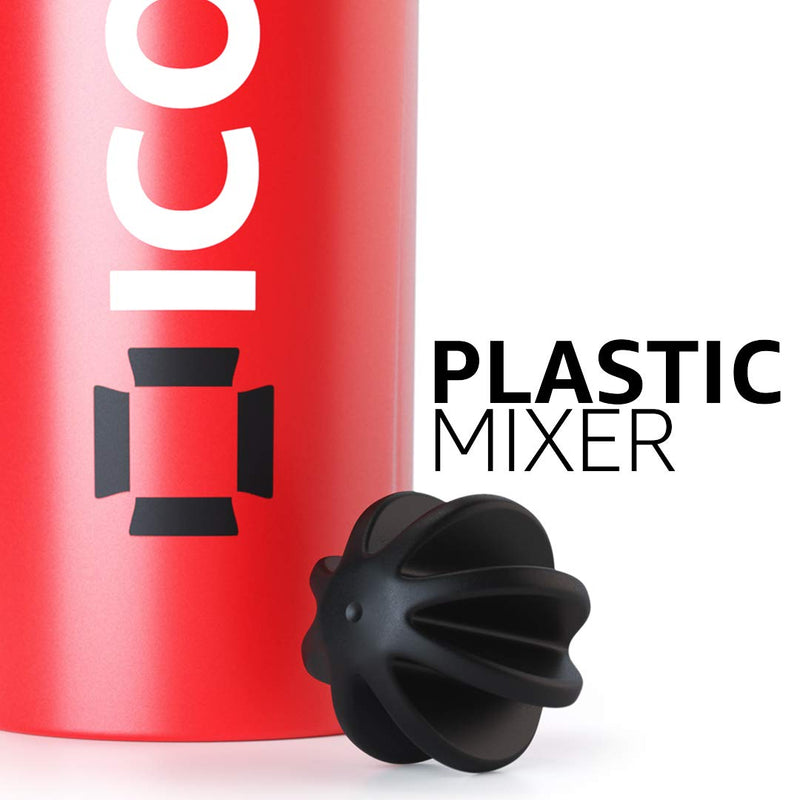 [Australia] - ICON Protein Shaker Bottle (Pack of 2), 100% Leak Proof 700ml Protein Shaker - Clear & Red Clear and Red 