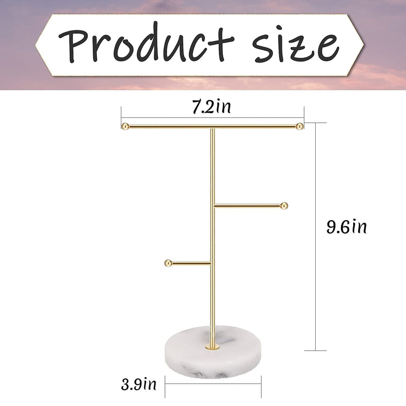 [Australia] - Jewelry Stand Display Necklace Holder, T-Bar Plated Metal Tabletop Jewelry Organizer Tower for Hanging Pendant Earring Bracelet Rings Accessories 