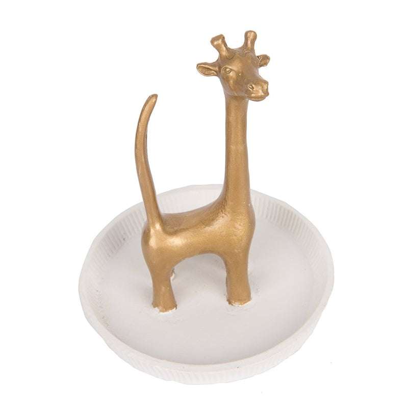 [Australia] - NIKKY HOME Metal Giraffe Jewelry Stand and Dish for Ring Earring Bracelet Holder Organizer Gold and White 
