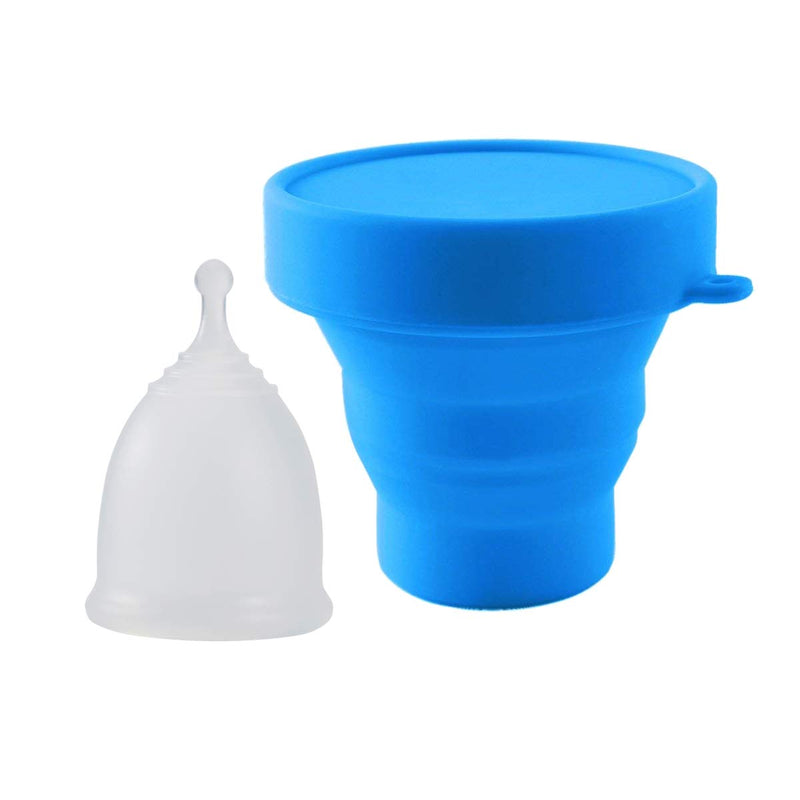 [Australia] - Croing 4pcs Menstrual Cup with 1 pc Sterilize Cup,Menstrual Cup Holder, Storing Period Cup(Blue and White) 