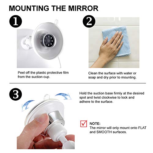 [Australia] - Asani Fogless Shower Mirror for Shaving with Razor Hook | Strong Suction Cup | True Fog Free, Anti-Fog Bathroom Mirror | 360 Degree Swivel, Shatterproof | Travel Friendly | No Fog or Falling Off 