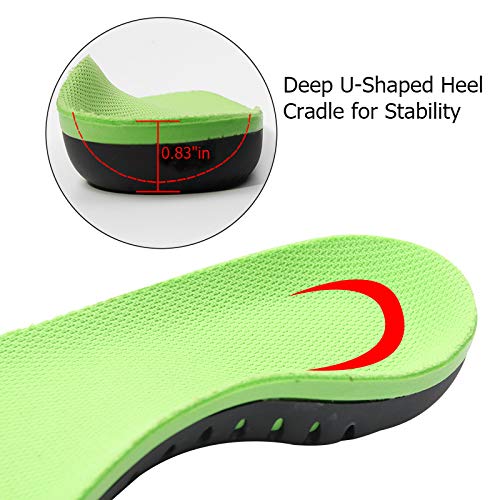 [Australia] - Plantar Fasciitis Arch Support Shoe Inserts Women & Men - Insoles Orthotic Inserts for Flat Feet, Cushioning Shoe Insoles for Foot Pain, Running, Heel Spurs, Arch Pain High Arch - Boot Insoles Green L: Mens 10-12 / Womens 11-13 
