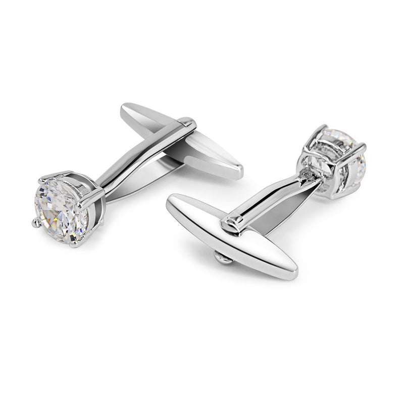 [Australia] - Mr.Van Swarovski White Crystal Cufflinks Glimmering Diamond Color Cuff Links Set for Wedding Party 