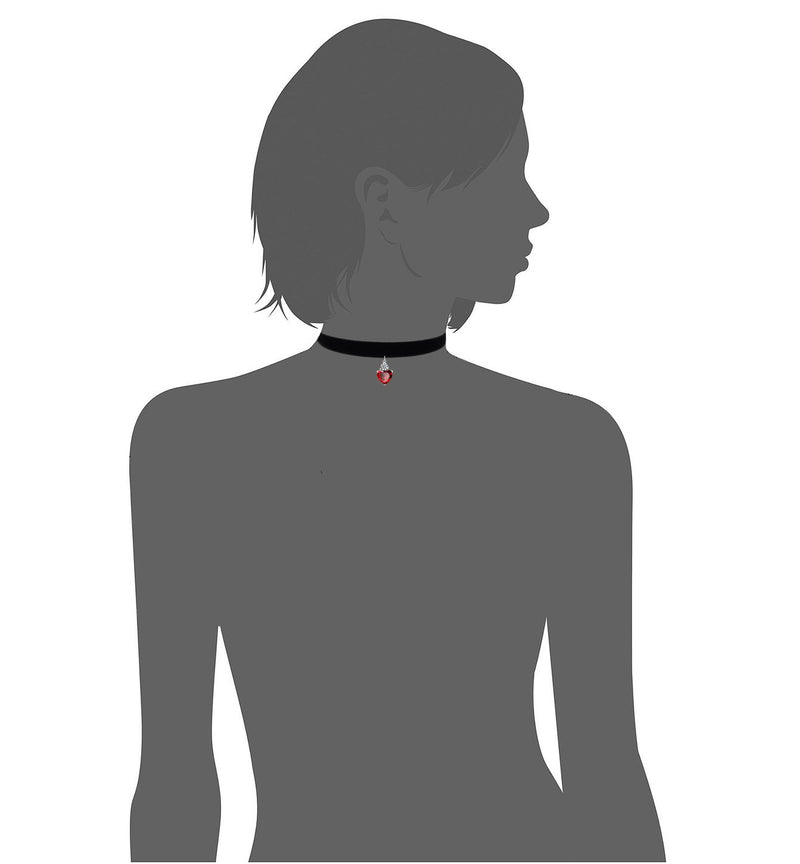 [Australia] - Womens Girls Black 3/8" Velvet Choker Necklace with Garnet Pendant 