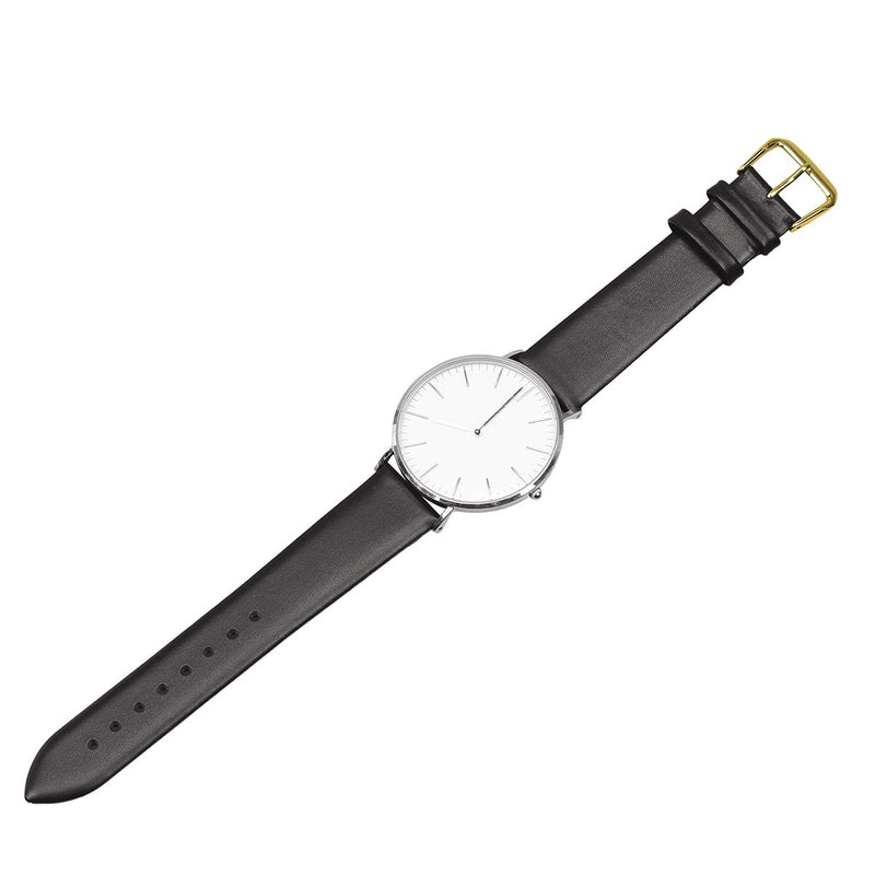 [Australia] - Classical Thin Leather Watch Bands for Ladies,EACHE Genuine Leather Watch Straps for Women & Mens 12mm 14mm 16mm 18mm 20mm More Colors Black-Gold Buckle 