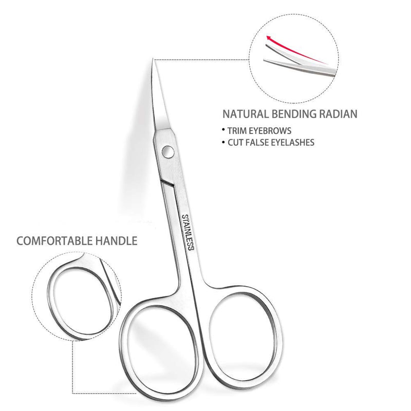 [Australia] - NEWEST Eyebrow Scissors and Three Eyebrow Brushs, beard and nose trimming scissors eyelash with curved craft stainless steel scissors 