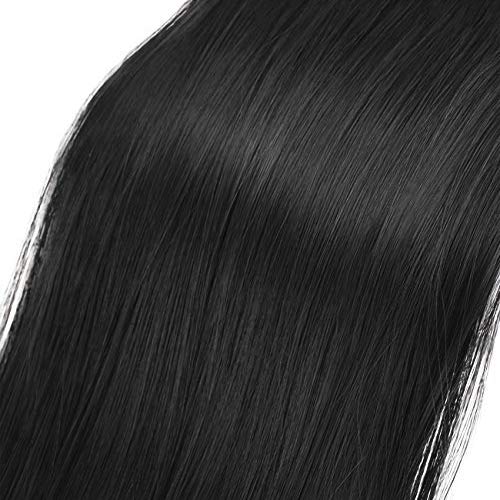 [Australia] - BARSDAR 24 Inch Ponytail Extension Long Straight Wrap Around Clip in Synthetic Fiber Hair for Women - Black 