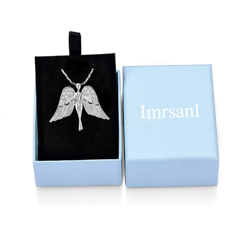 [Australia] - Imrsanl Cremation Jewelry with Angel Lady Charm Locket Memorial Ash Pendant - Urn Necklace for Ashes Wings Keepsake Jewelry for Women Girls Silver 